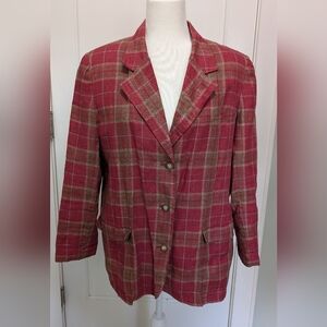 Vintage LL Bean Plaid Linen Blazer